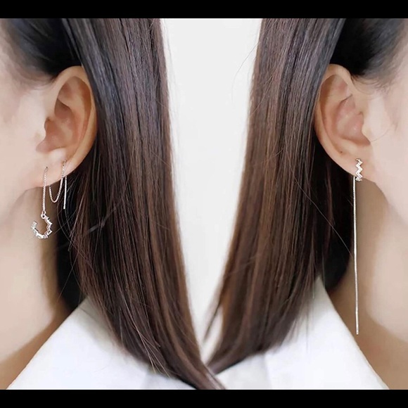 3/$20 925 sterling silver sparkly threader earring - Picture 7 of 7